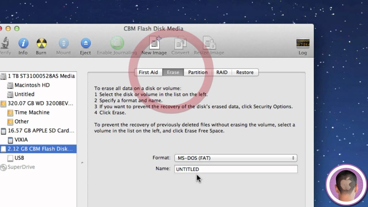 windows format partition for osx